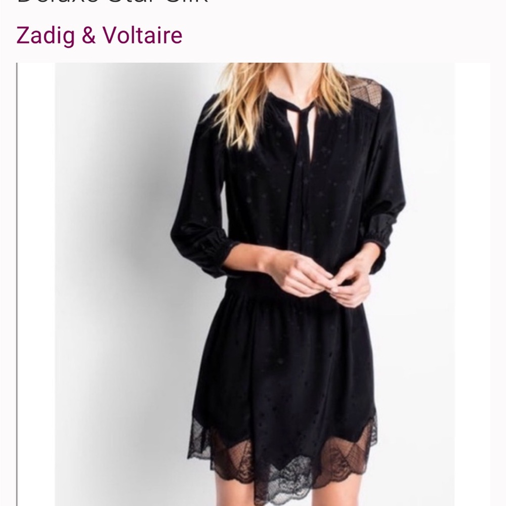 Zadig & Voltaire Black Lace Trim Robe